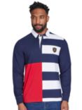 Raging Bull Harlequin Stripe Rugby Shirt, Navy/Multi