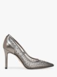 Sam Edelman Hazel Embellished Mesh Stiletto Heeled Courts, Metallic Iron