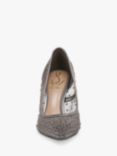 Sam Edelman Hazel Embellished Mesh Stiletto Heeled Courts, Metallic Iron