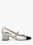 Sam Edelman Thora Metallic Leather Mary Janes, Soft Silver/Black