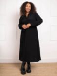 Live Unlimited Curve Button Through Belted Shirt Dress, Black