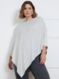 Live Unlimited Curve Button Detail Cashmere Blend Poncho, Grey