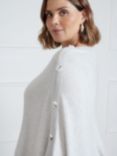 Live Unlimited Curve Button Detail Cashmere Blend Poncho, Grey