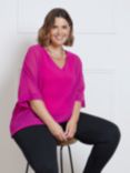 Live Unlimited Curve Chiffon V Neck Top, Pink