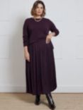 Live Unlimited Curve Pleated Midi Skirt, Aubergine