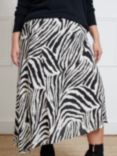 Live Unlimited Curve Zebra Asymmetric Midi Skirt, Black/White