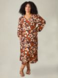 Live Unlimited Curve Floral Midi Dress, Rust/Multi