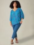 Live Unlimited Curve Paisley Gathered Top, Blue