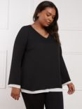 Live Unlimited Curve Petite Layered Long Sleeve Top, Black