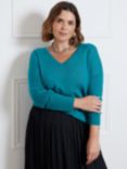 Live Unlimited Curve V-Neck Relaxed Jumper, Teal