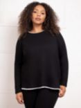 Live Unlimited Curve Cotton Slub Contrast Top, Black