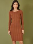 Yumi Shimmer Fitted Midi Dress, Brown