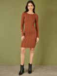 Yumi Shimmer Fitted Midi Dress, Brown