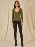 Yumi Metallic Knit Top, Light Green