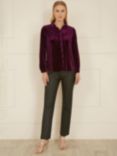 Yumi Velvet Relaxed Shirt, Plum