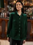 Yumi Velvet Relaxed Fit Long Sleeve Shirt, Green