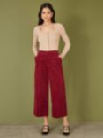 Yumi Cord Wide Leg Trousers, Burgundy