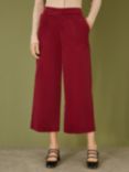 Yumi Cord Wide Leg Trousers, Burgundy