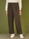 Yumi Wide Leg Tailored Trousers, Brown