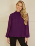 Mela London Pleated Long Sleeve Top, Plum