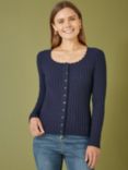 Yumi Fitted Rib Knit Cardigan, Navy