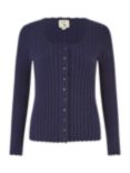 Yumi Fitted Rib Knit Cardigan, Navy