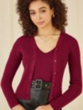 Yumi Metallic Rib Cardigan, Wine