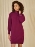 Mela London Faux Pearl Detail Jumper Dress, Plum