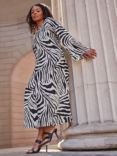 Live Unlimited Curve Zebra Print Dress, Black/White