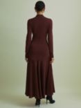 FLORERE Knit Top Woven Skirt Midi Dress, Burgundy