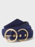 Crew Clothing Suede Double Circle Buckle Belt, Navy Blue