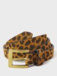 Crew Clothing Leather Slim Leopard Print Belt, Natural