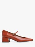 Flattered Evan Leather Block Heel Mary Janes, Red Brick