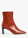 Flattered Moa Leather Ankle Boots, Red Brick