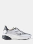 Mint Velvet High Shine Leather Trainers, Silver