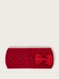 Monsoon Kids' Knitted Bow Headband, Red