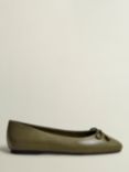 Hobbs Priya Leather Ballerina Pumps, Oregano Green