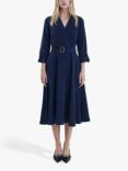 James Lakeland Belted Suit Midi Dress, Navy