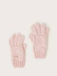 Monsoon Kids' Knitted Flower Gloves, Pink