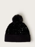 Monsoon Kids' Sequin Beanie Hat, Black