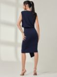 Jolie Moi Tiered Draped Pencil Dress, Navy