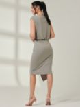 Jolie Moi Tiered Draped Pencil Dress, Light Khaki