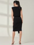 Jolie Moi Tiered Draped Pencil Dress, Black