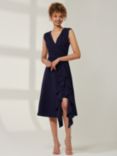 Jolie Moi Qiana Ruffle Detail Midi Dress, Navy