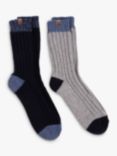 totes Chunky Wool Blend Thermal Socks, Pack of 2, Navy/Grey