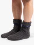 totes Chunky Crop Slipper Socks, Grey