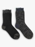 totes Men's 3 TOG Brushed Thermal Lined Socks, Pack of 2, Black/Grey