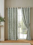 Laura Ashley LLoyd Pair Lined Eyelet Curtains, Sage