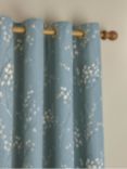 Laura Ashley Pussy Willow Pair Lined Eyelet Curtains, Dark Seaspray