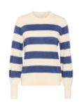 KAFFE Lizza Stripe Jumper, Turtle Dove/Blue